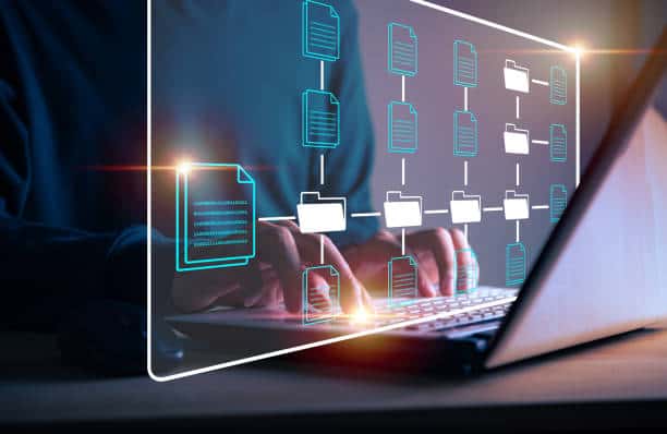 Secure electronic document filing and centralised storage in M-Files